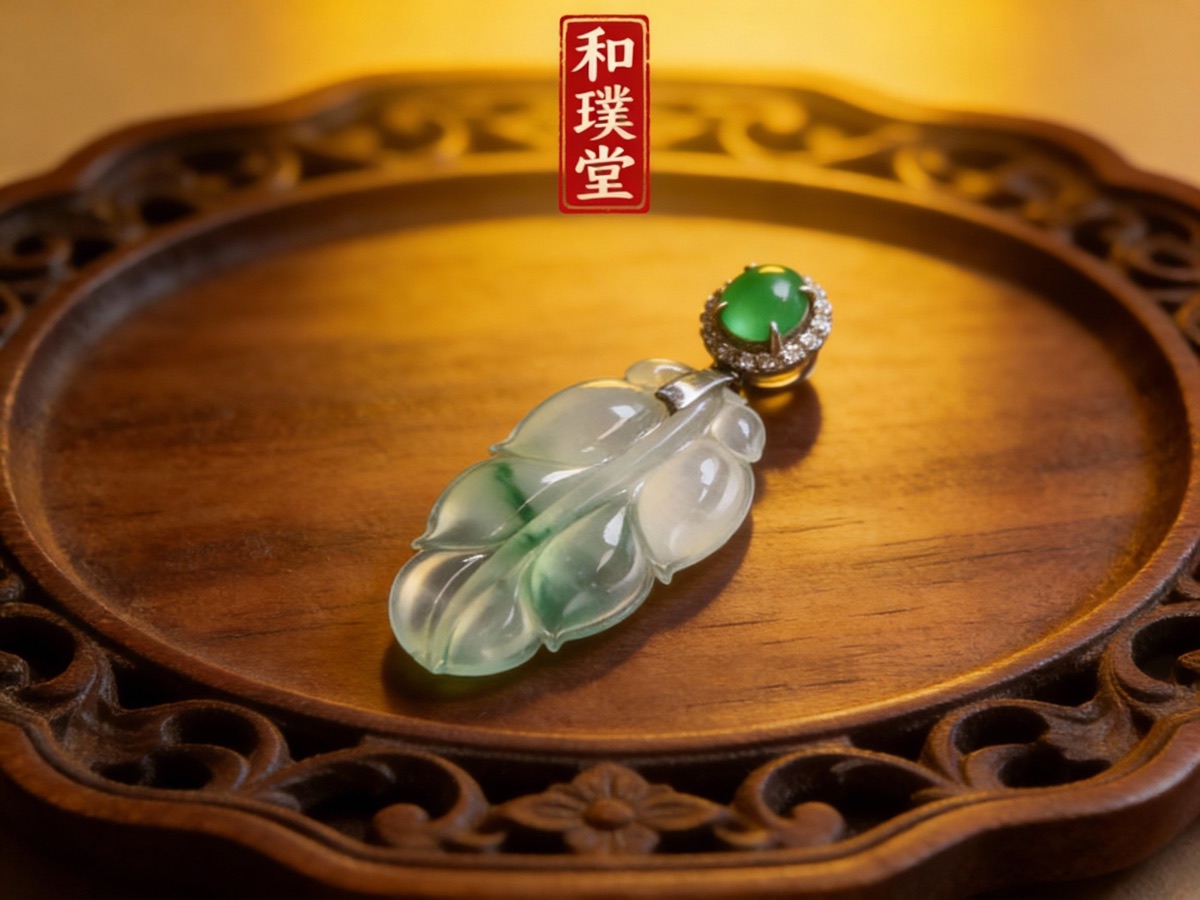 冰糯种叶子吊坠